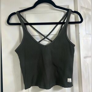 Vuori Ribbed Workout Tank; Army Green; Size Medium